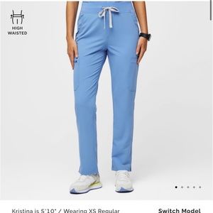 Figs Highwaisted Yola Pant in Ceil Blue